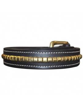 Cinturón de montar tipo CLINCHER (Tachuelas) doradas de piel negro