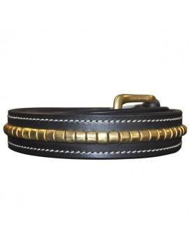 Cinturón de montar tipo CLINCHER (Tachuelas) doradas de piel negro