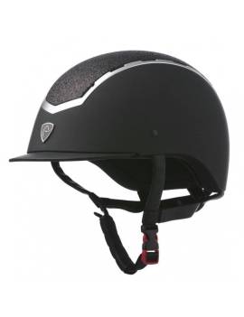 casco de montar equitheme negro con panel frontal de brillantes