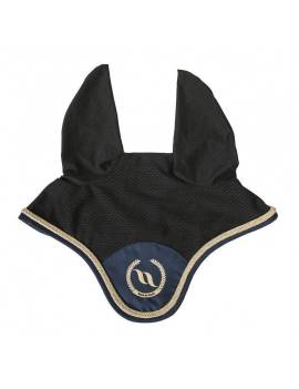 orejeras caballo azul con logo dorado back on track