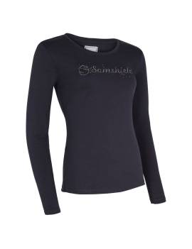 camiseta equitación manga larga samshield con logo en swarovkies