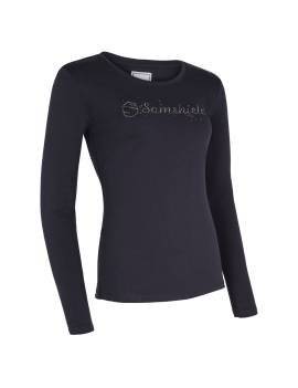 camiseta equitación manga larga samshield con logo en swarovkies