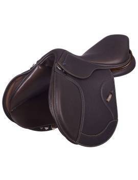 Montura de salto equitación marrón ribete marrón ikonic modelo light