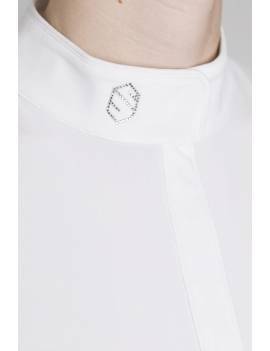 cuello polo de concurso blanco y rosa manga corta samshield irene
