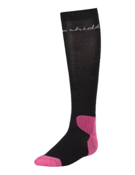 calcetines de montar samshield modelo grid negro y rosa