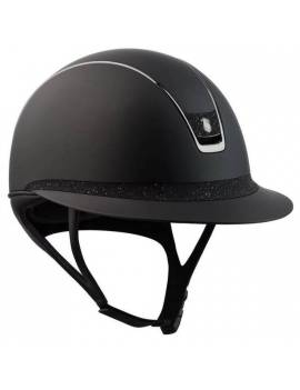 Casco equitación visera ancha mujer negro samshield swarovski en logo y visera crystal fabric