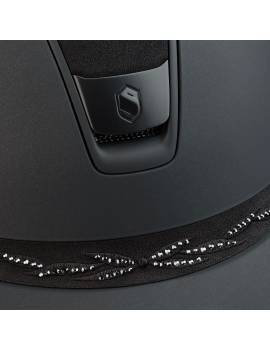 detalles Casco equitación visera ancha mujer negro samshield con terciopelo miss shield flower swarovkies