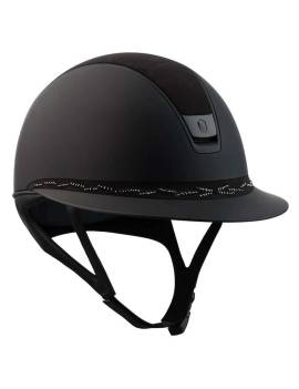 Casco equitación visera ancha mujer negro samshield con terciopelo miss shield flower swarovkies