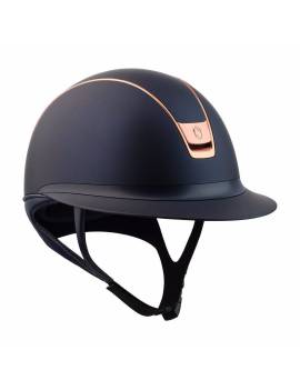 Casco equitación visera ancha mujer azul rosa dorado samshield miss shield rose gold