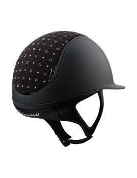 parte trasera Casco equitación visera estrecha mujer negro samshield negro terciopelo y swarovski Royal Flowers