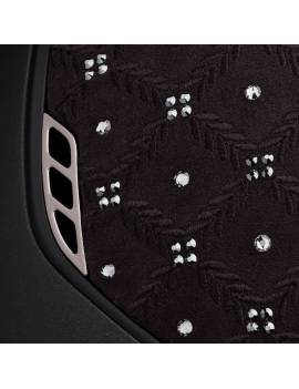 detalles Casco equitación visera estrecha mujer negro samshield negro terciopelo y swarovski Royal Flowers