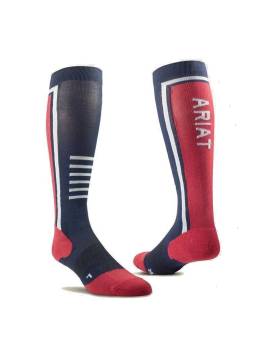 Calcetines de equitación ARIAT SLIMLINE ROJO Y AZUL