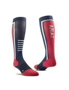 Calcetines de equitación ARIAT SLIMLINE ROJO Y AZUL