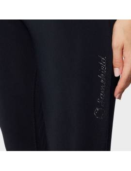 detalle logo Pantalón de equitación impermeable mujer negro samshield margaux