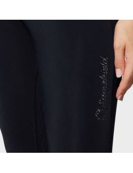 detalle logo Pantalón de equitación impermeable mujer negro samshield margaux