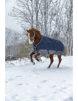 Manta EQUITHEME impermeable para el caballo azul y gris