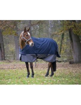 Manta EQUITHEME impermeable para el caballo azul y gris