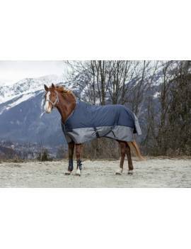 Manta EQUITHEME impermeable para el caballo azul y gris
