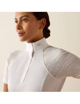 parte superior Polo blanco de concurso mujer equitación ariat manga transparentes aptos vent