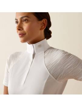 parte superior Polo blanco de concurso mujer equitación ariat manga transparentes aptos vent