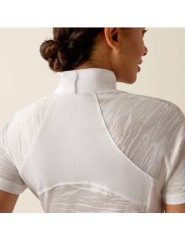 espalda Polo blanco de concurso mujer equitación ariat manga transparentes aptos vent