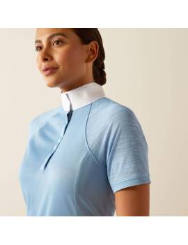 Polo azul celeste de concurso mujer equitación ariat manga transparentes aptos vent