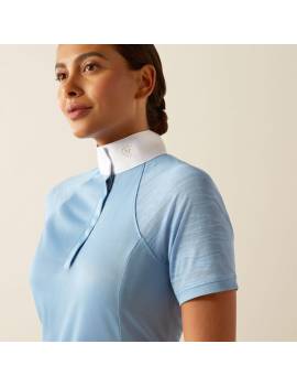 Polo azul celeste de concurso mujer equitación ariat manga transparentes aptos vent