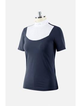 Polo de concurso manga corta equitación mujer azul marino animo Italia belfiore