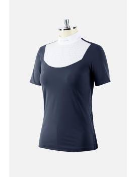 Polo de concurso manga corta equitación mujer azul marino animo Italia belfiore