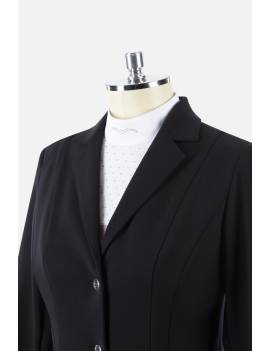 detalle cuello con americana Polo de concurso manga corta equitación mujer azul marino animo Italia belfiore