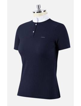 Polo de concurso manga corta equitación mujer azul marino animo Italia benova