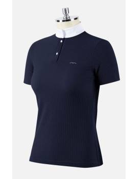 Polo de concurso manga corta equitación mujer azul marino animo Italia benova