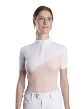 polo de concurso blanco y rosa manga corta samshield irene