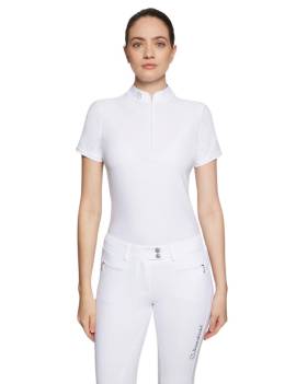 Polo de concurso equitación manga corta mujer samshield aloise air  blanco