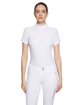 Polo de concurso equitación manga corta mujer samshield aloise air  blanco