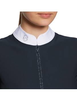 detalles Polo de concurso equitación manga corta mujer samshield aloise air azul marino