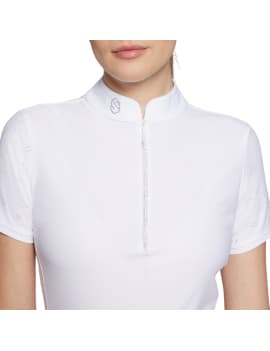 detalles Polo de concurso equitación manga corta mujer samshield aloise air  blanco