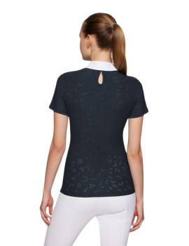 espalda Polo de concurso equitación manga corta mujer samshield aloise air azul marino