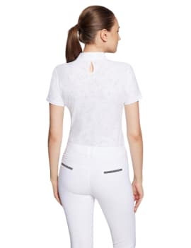 espalda Polo de concurso equitación manga corta mujer samshield aloise air blanco