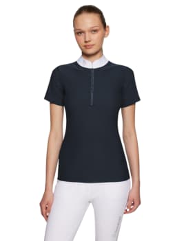 Polo de concurso equitación manga corta mujer samshield aloise air azul marino