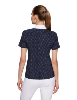 espalda Polo de concurso equitación manga corta azul y blanco SAMSHIELD gretta