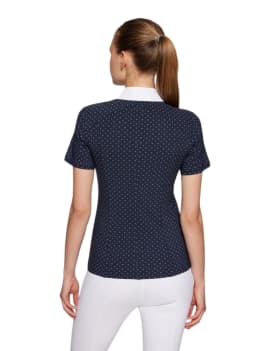 espalda Polo de concurso equitación manga corta azul y blanco SAMSHIELD gretta