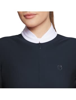 detalles Polo de concurso equitación manga corta mujer azul marino samshield carlotta