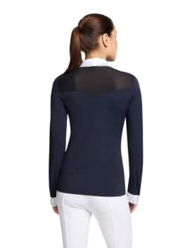 espalda Polo de concurso SAMSHIELD PALOMA MANGA LARGA WS24 azul con transparencias