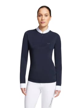 parte delantera Polo de concurso SAMSHIELD PALOMA MANGA LARGA WS24 azul con transparencias