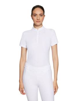 frontal Polo de concurso SAMSHIELD LOUISON CRYSTAL MANGA CORTA WS24 blanco