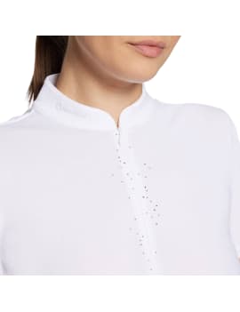 Polo de concurso SAMSHIELD LOUISON CRYSTAL MANGA CORTA WS24 blanco