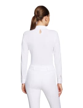 espalda Polo de concurso blanco manga larga mujer samshield aloise