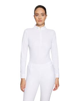 parte frontal Polo de concurso blanco manga larga mujer samshield aloise