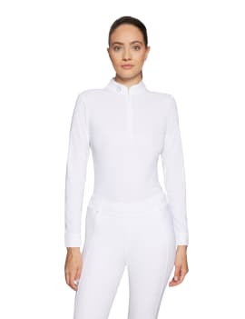 parte frontal Polo de concurso blanco manga larga mujer samshield aloise